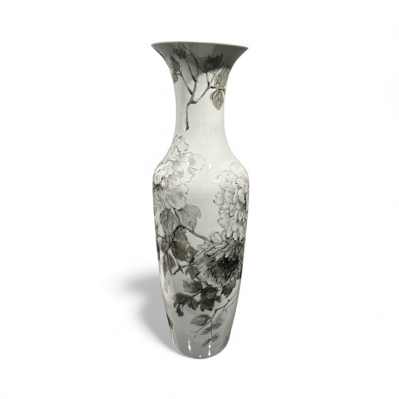 Artisan Black White Flowers Vase