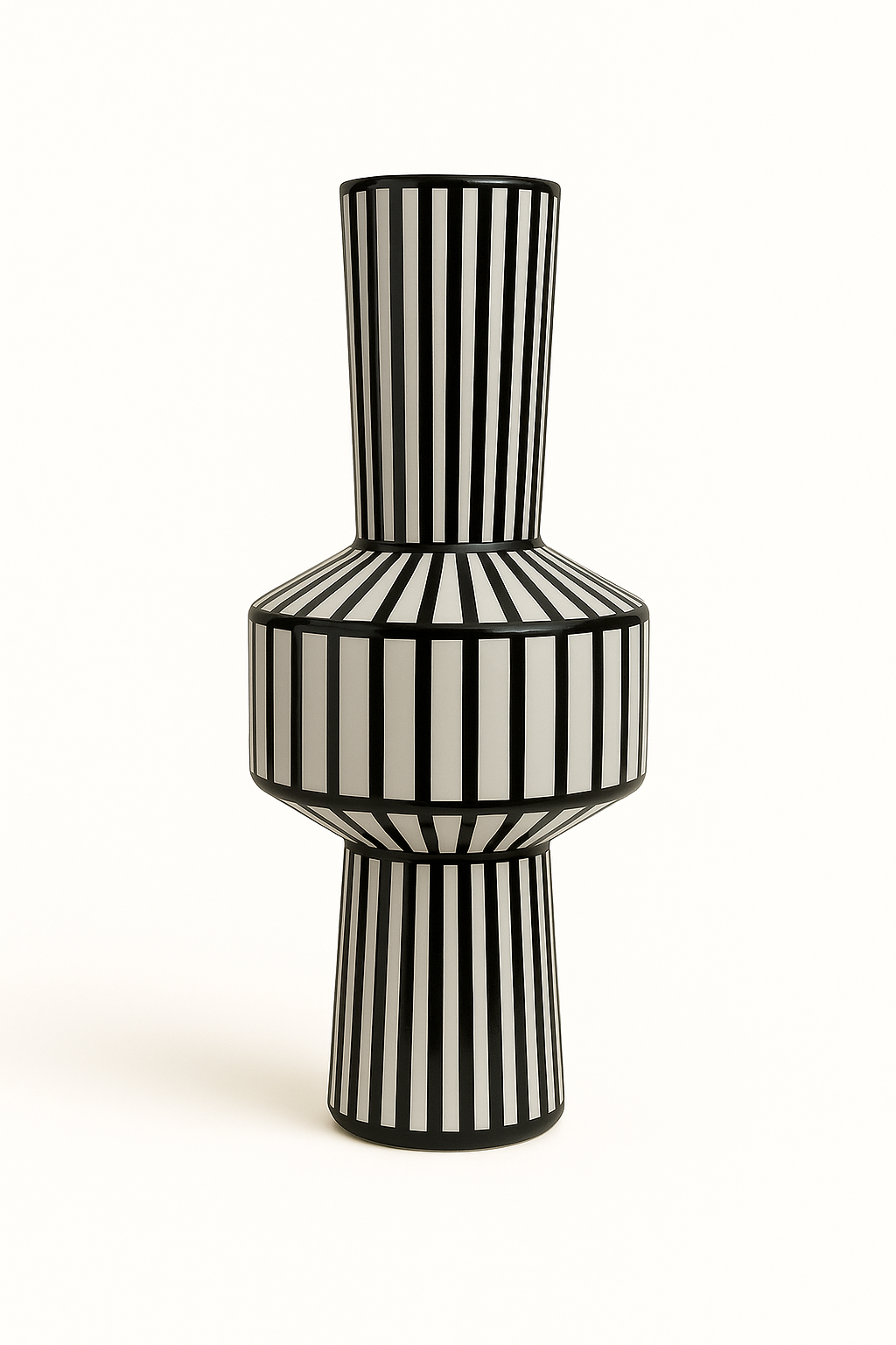 Frosted Glass Vase with Black Linework