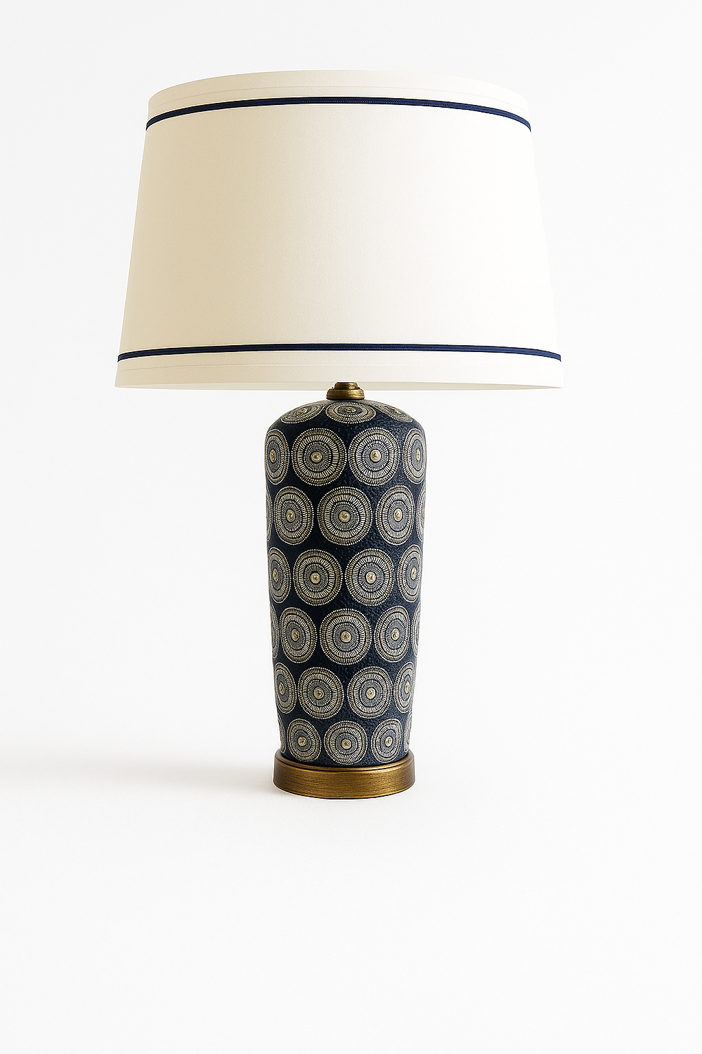 Ceramic Navy Bronze & White Lamp