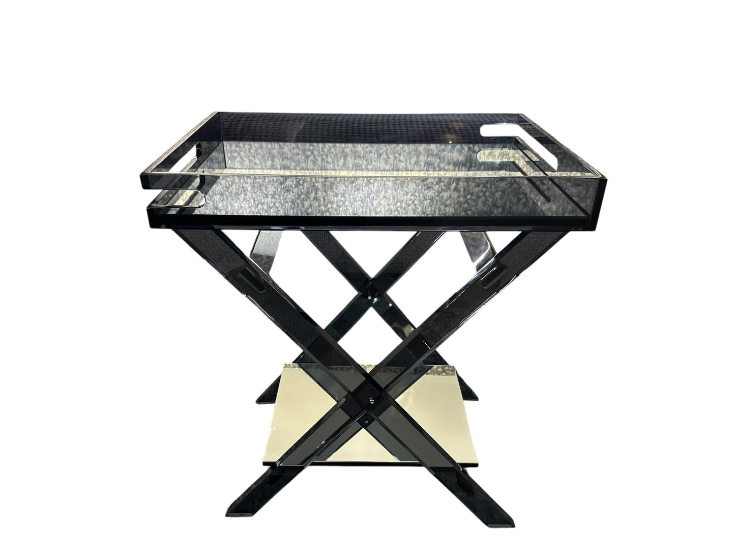Butlers Tray Smokey Perspex With Shelf