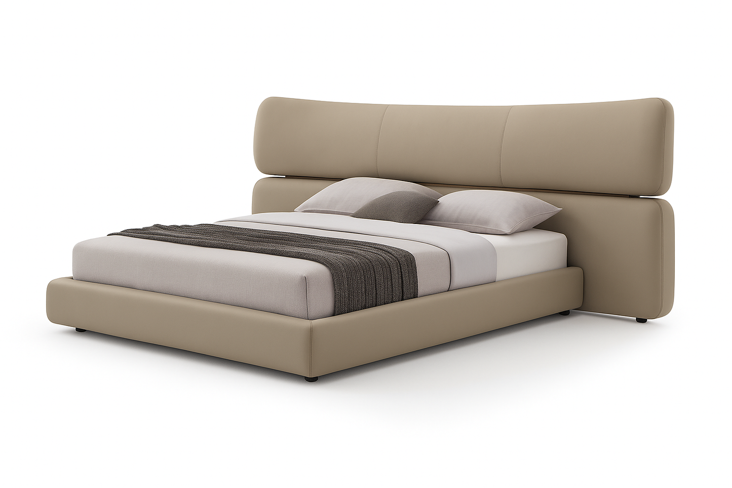 Modena Full Leather Taupe Bed