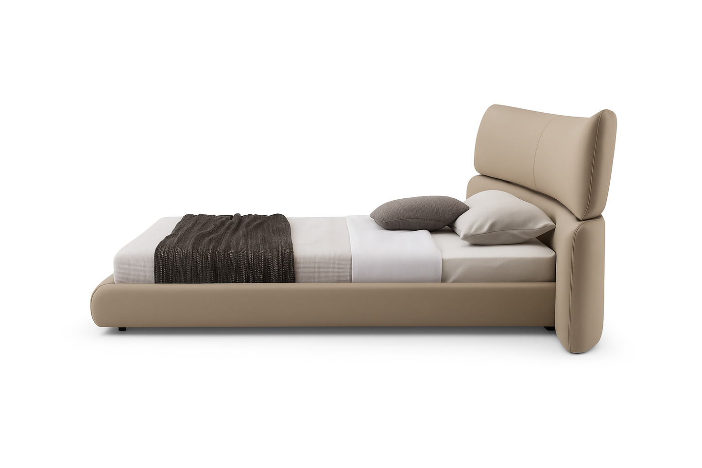 Modena Full Leather Taupe Bed