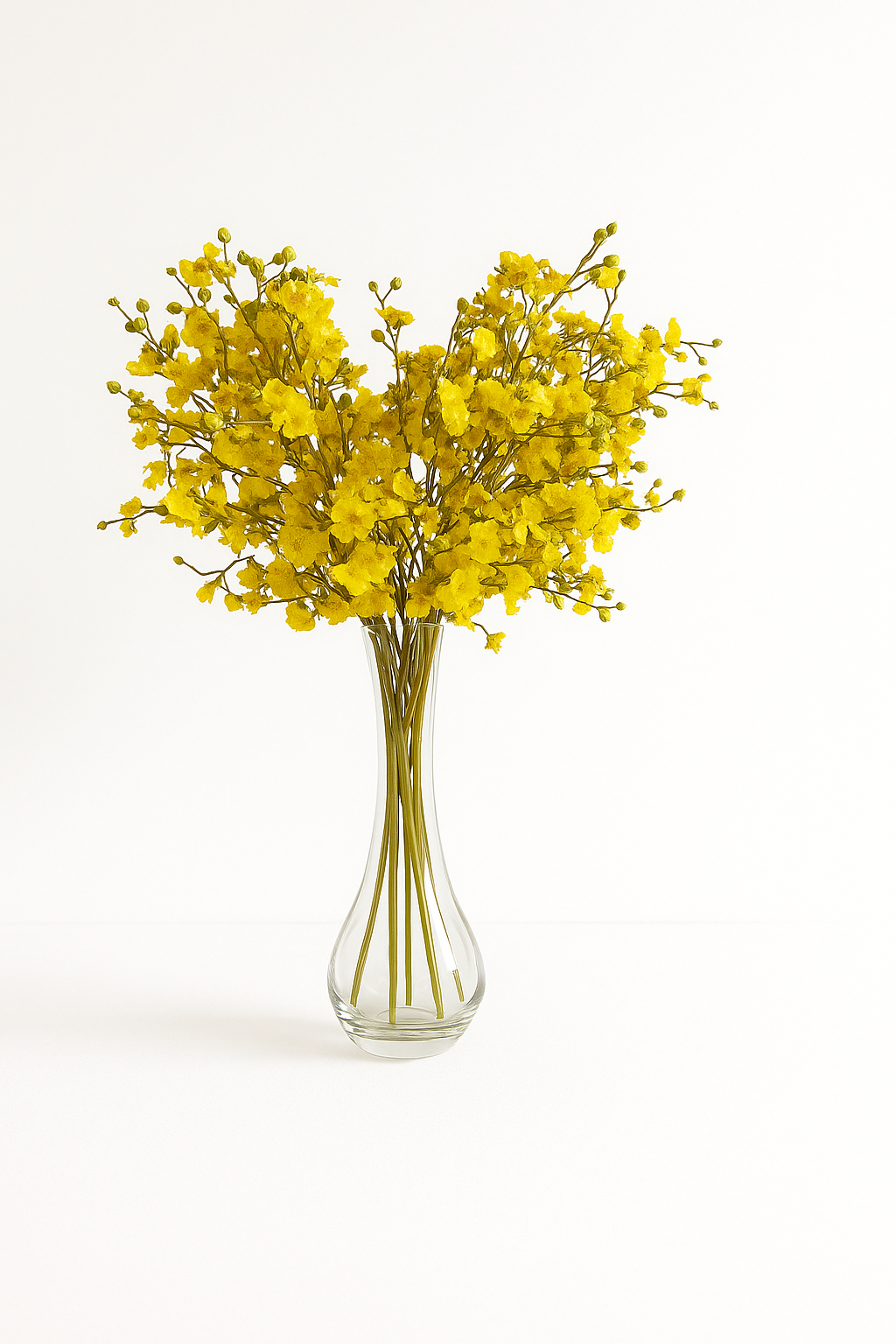 Golden Orchids in Glass Vase