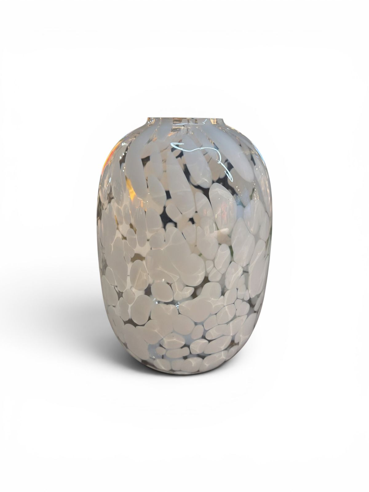 Speckled White & Clear Glass Vase