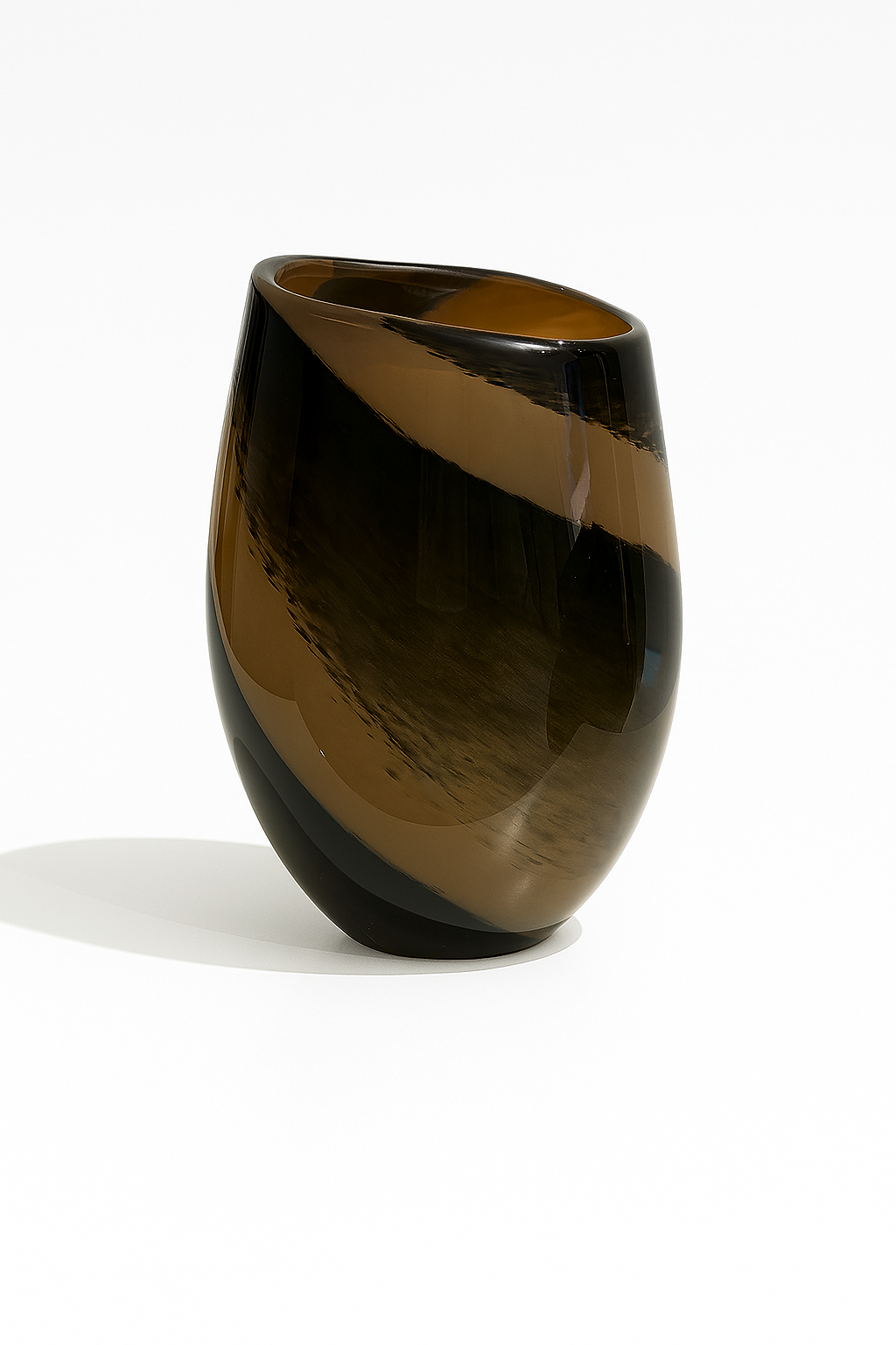 Swirl Brown Glass Vase