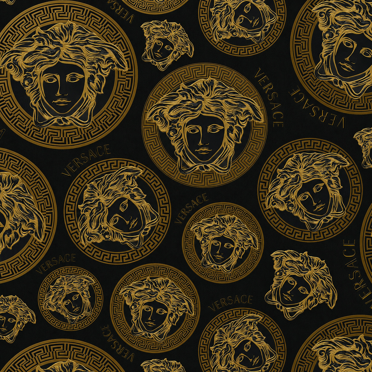 Versace Medusa Black & Gold Wallpaper