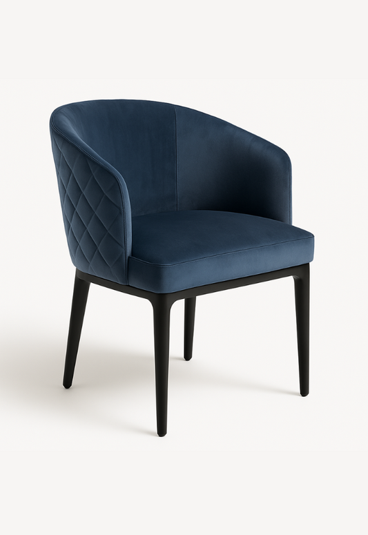 Quilted Midnight Blue Dining Chair