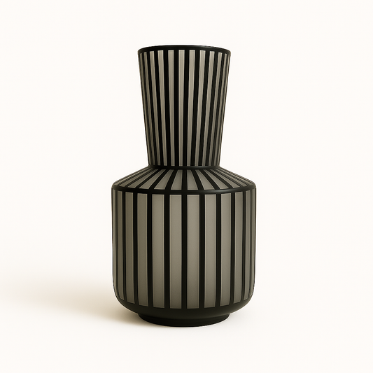 Frosted Glass Vase with Black Line Detail