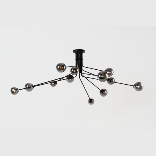 Metal Chandelier with Smokey Colour Glass