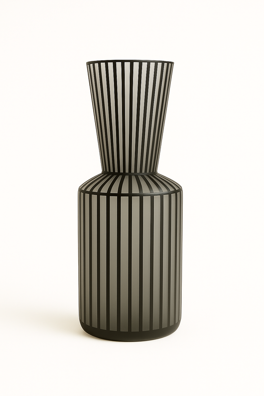 Frosted Glass Vase with Black Line
