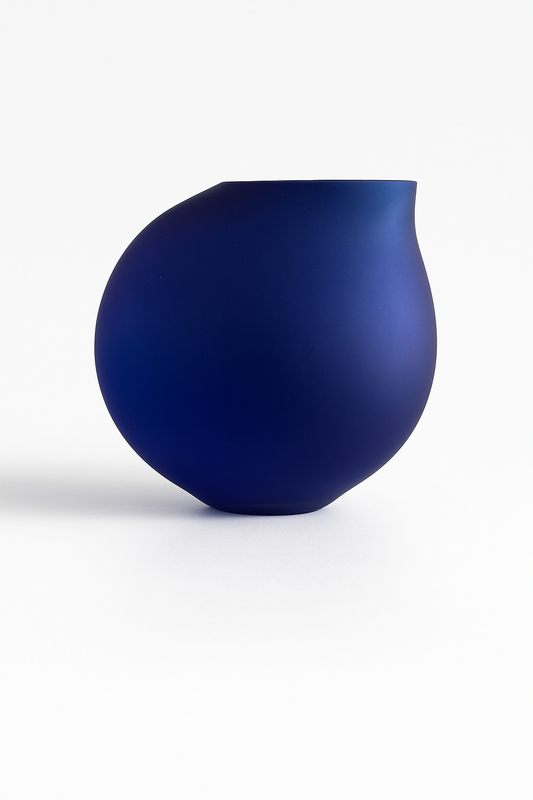 Blue Frosted Glass Vase