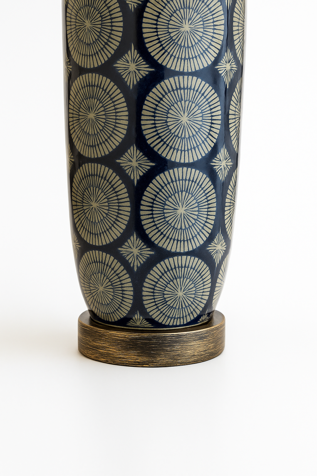 Ceramic Navy Bronze & White Lamp