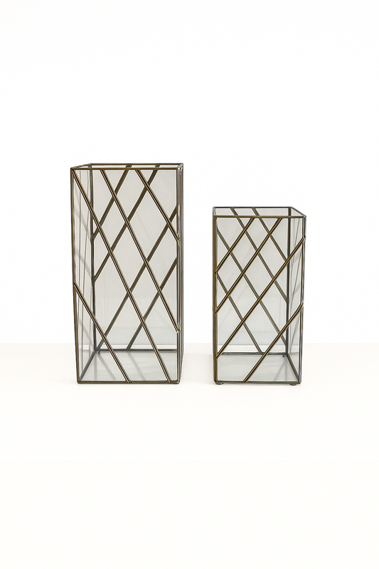 Gold & Glass Vase Set