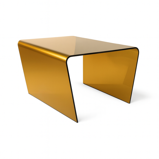 Golden Arc Glass Side Table