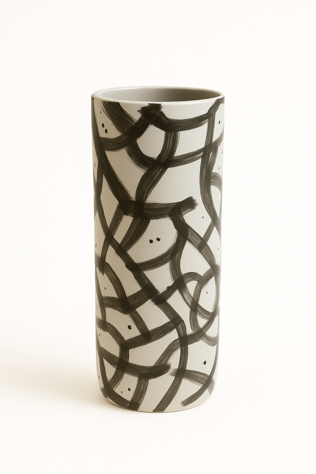 White with Abstract Graphite Lined Vase