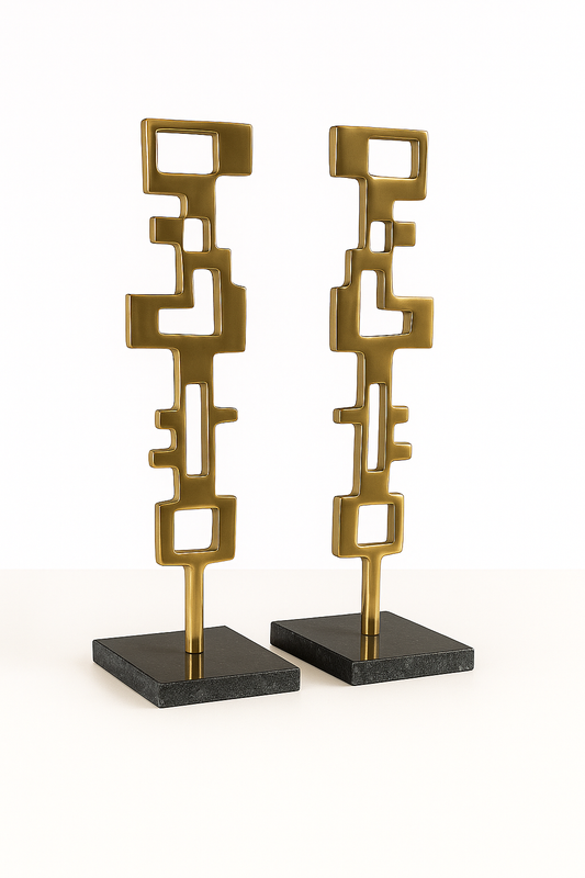 Modern Art Gold Abstracts - Pair