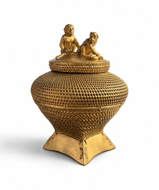 Monkey Gold Pot with Lid