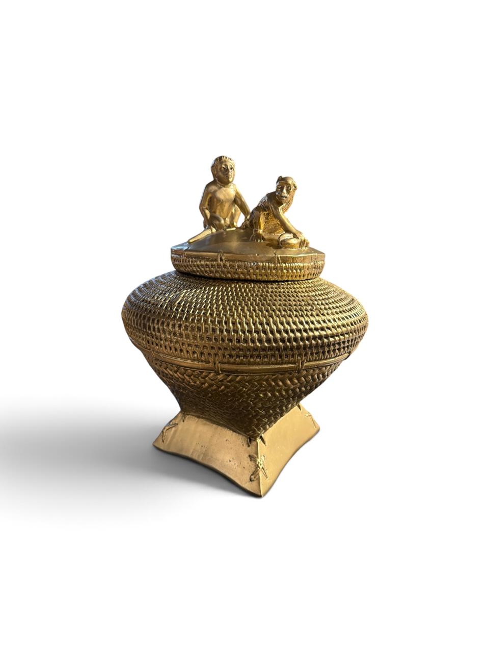 Monkey Gold Pot with Lid