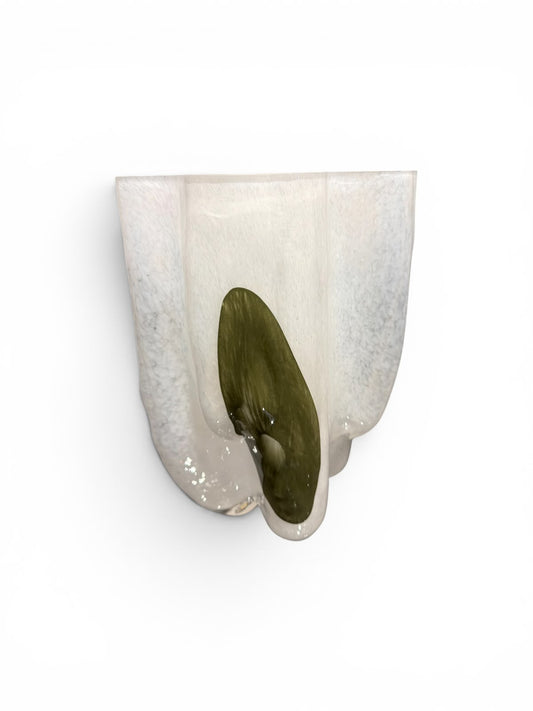 Rolled White & Green Vase Medium