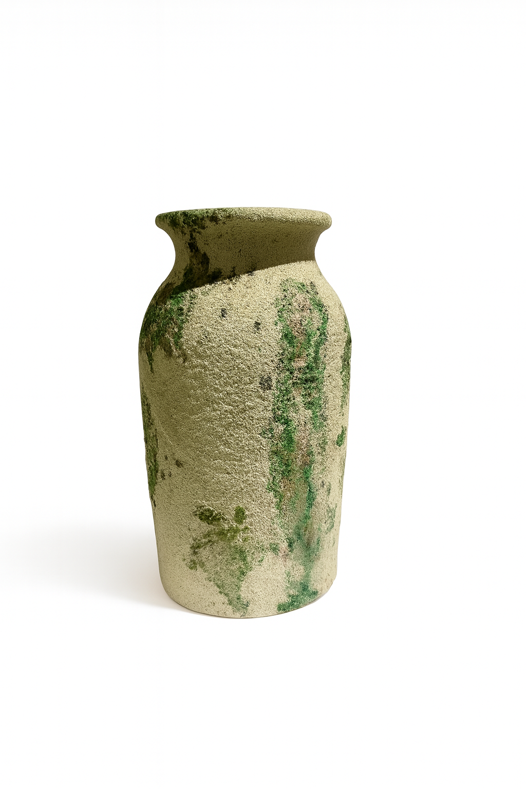 Rustic Beige & Green Ceramic Pot
