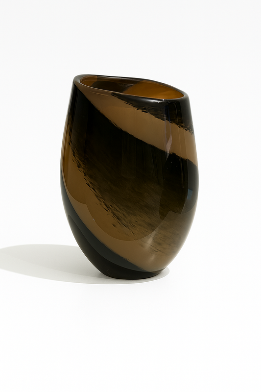 Swirl Brown Glass Vase