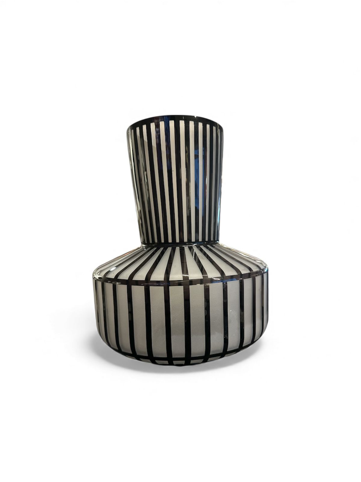 Frosted Glass Vase with Black Linework