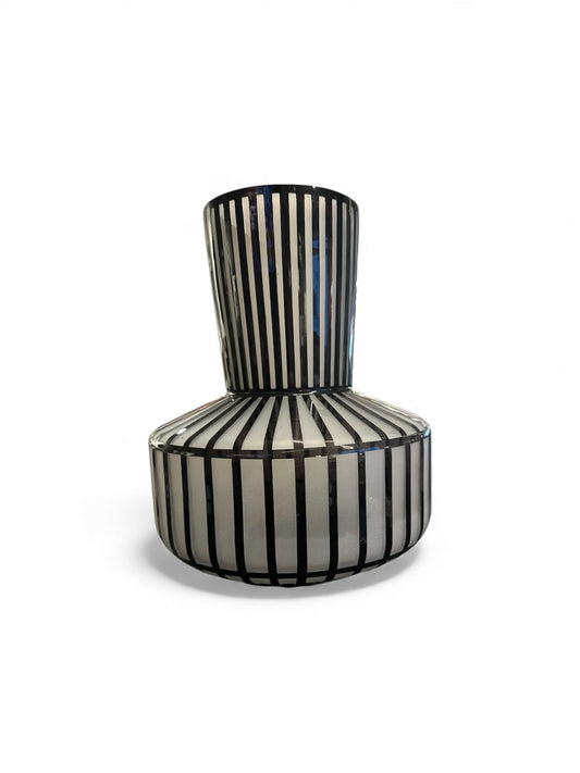 Frosted Glass Vase with Black Linework