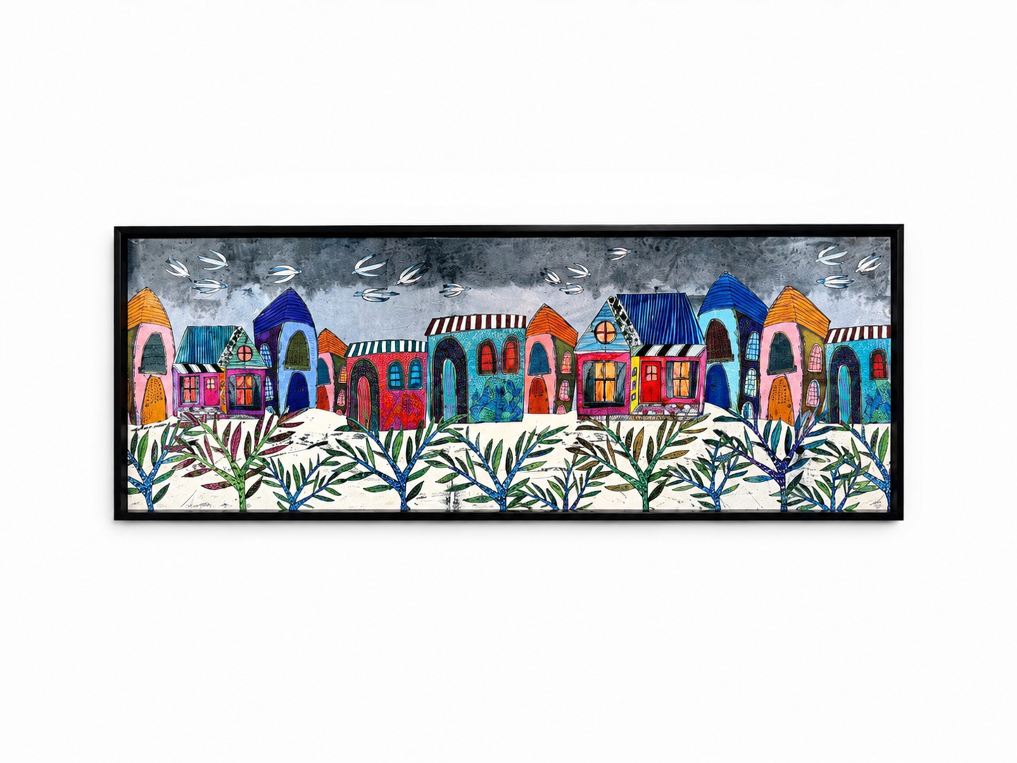 Whimsical Village Art Large