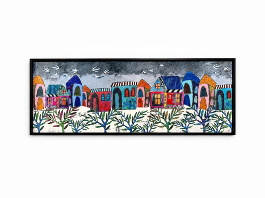 Whimsical Village Art Large