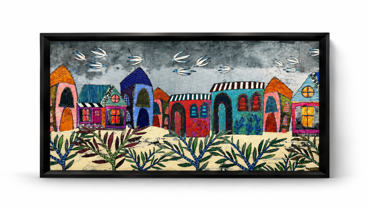 Whimsical Village Art Small