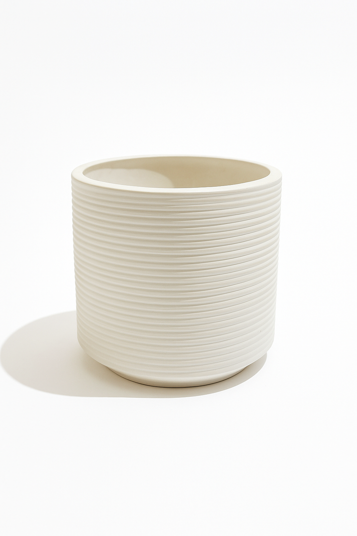 White Ribbed Pot – Design Luxe Interiors